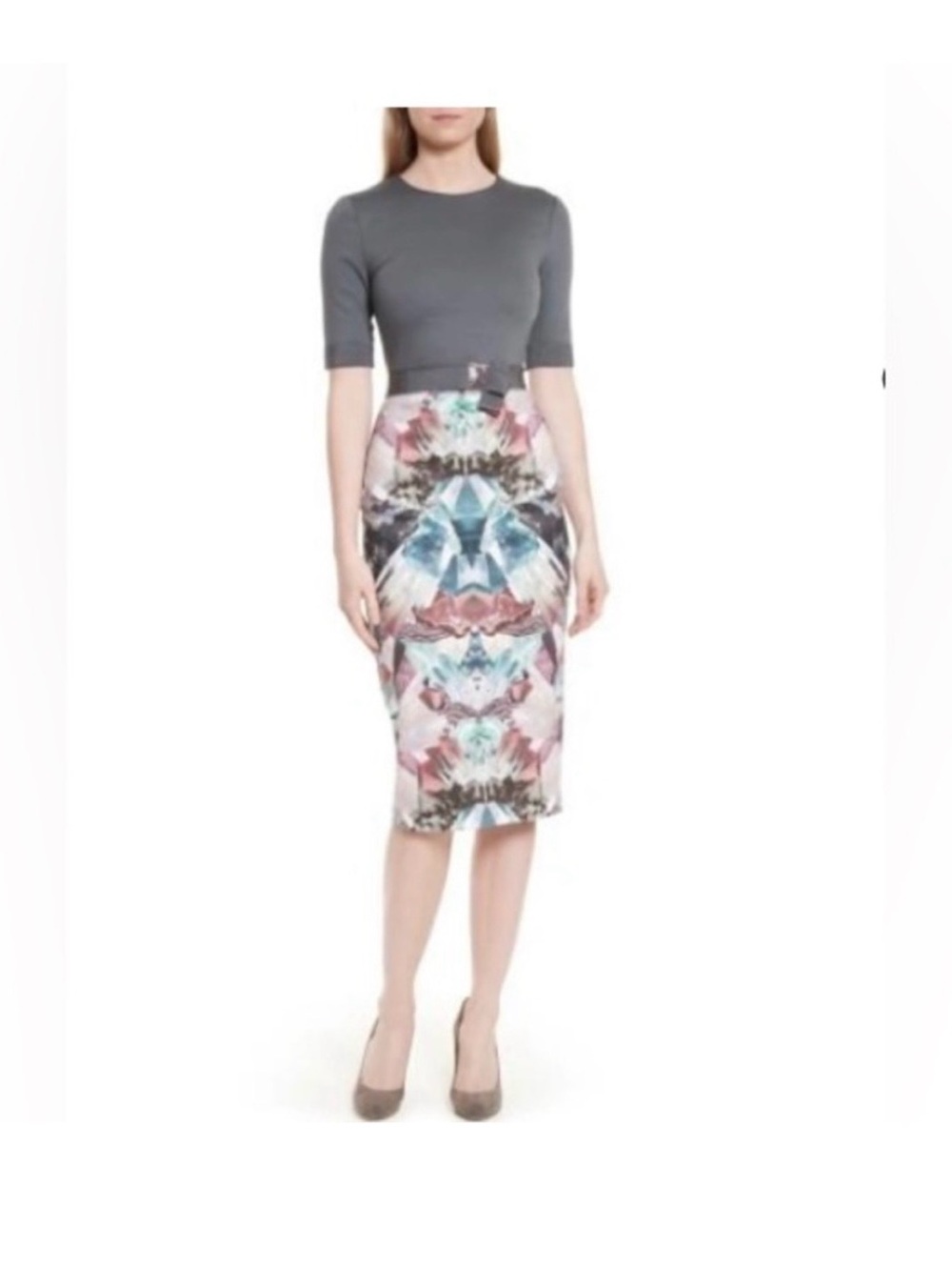 Ted Baker Abstract Print Pencil Skirt Dress, Multicolor, Size 8